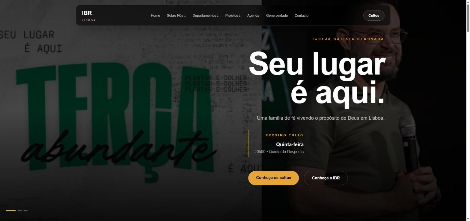 Página inicial do site da IBR Lisboa